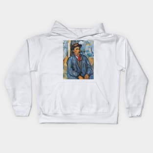 Man in a Blue Smock by Paul Cezanne Kids Hoodie